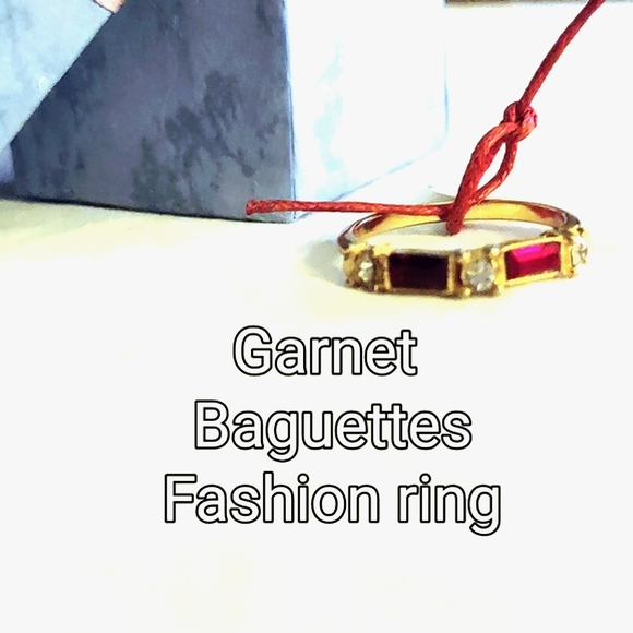 Natural Dark Garnet Thin Band Ring - Picture 11 of 16